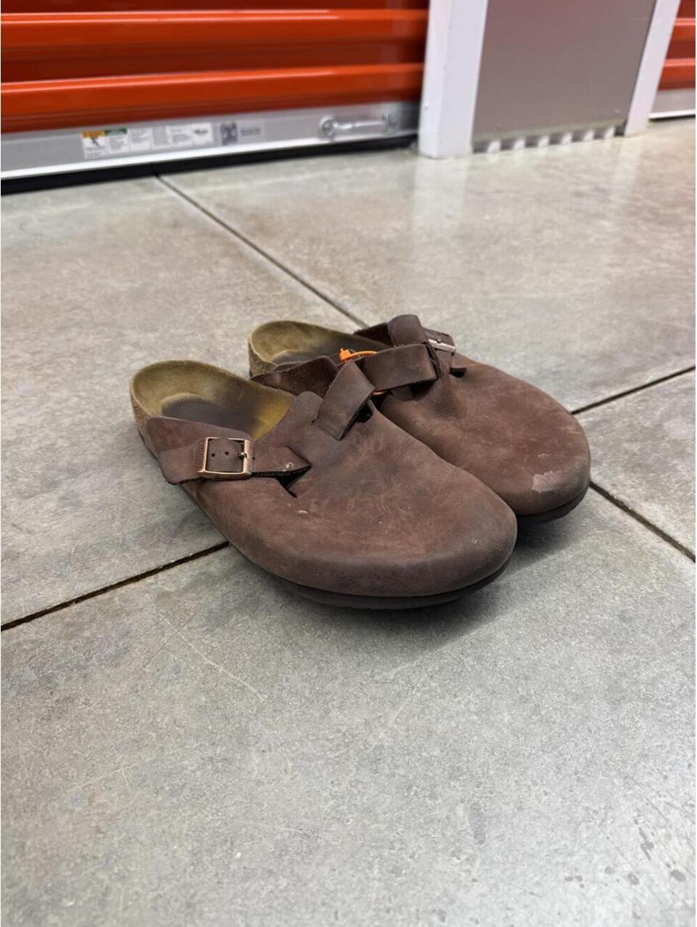 birkenstock boston brown oiled leather slip on clogs size 12 MENS